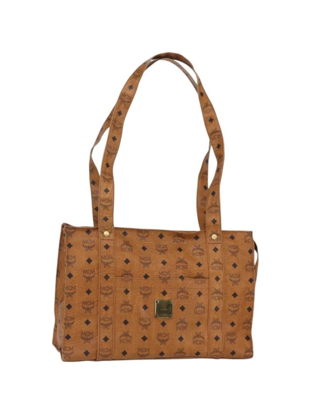 MCM Logogram Vicetos Tote Bag PVC Leather Brown Gold